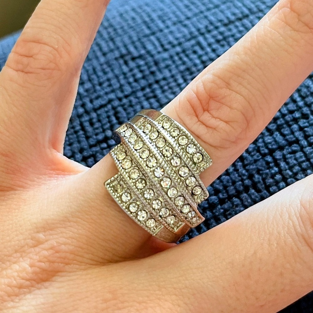 Elegant Stacked Diamond Accent Women's Statement Ring size 10